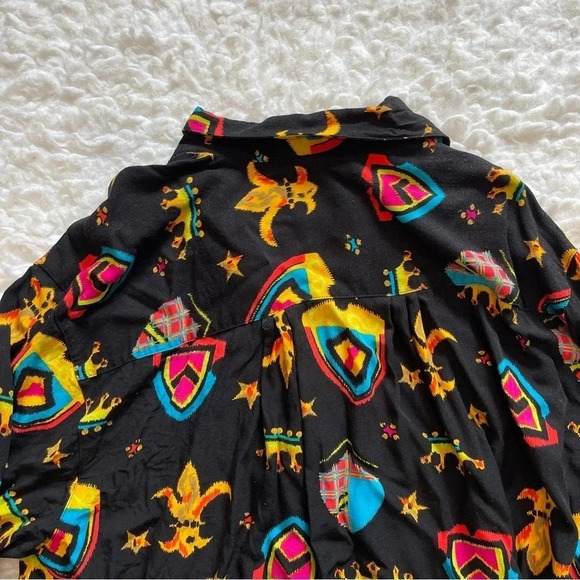 Docker black blouse fleur de lis pattern - size medium petite - Picture 13 of 13